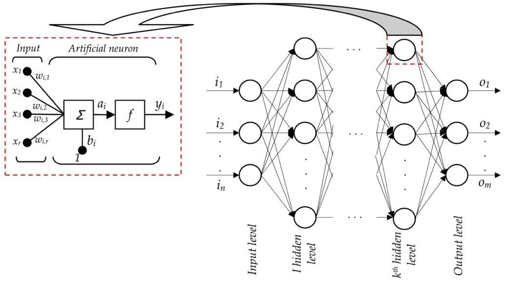 The structure of the feed-forward artificial deep neural network (DNN)